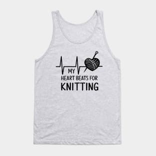 My Heart Beats For Knitting. Funny Knitting Tank Top